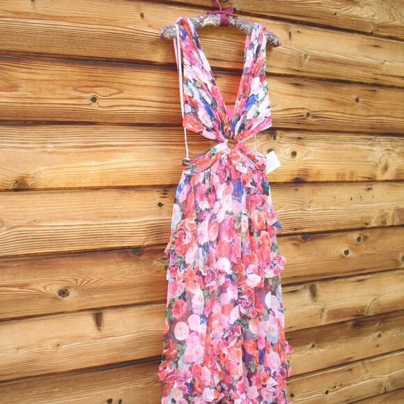 Mac Duggal 68076 Ruffle Floral Cut Out Dress - Picture 9 of 15